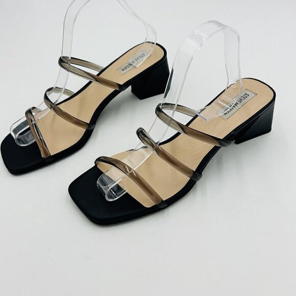 Steve Madden Hanya Block Heel Strappy Sandals Size 10 Black Jelly Straps - Picture 3 of 6